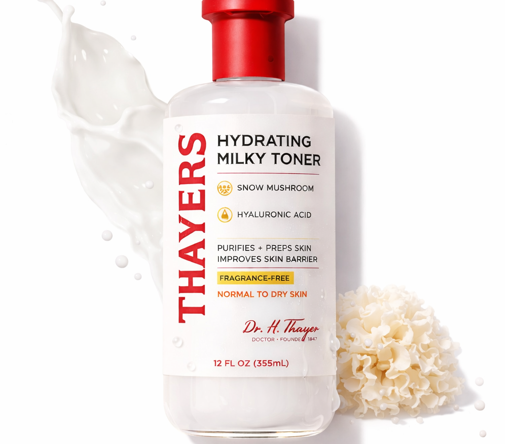 Thayers Hydrating Milky Toner with snow mushroom and hyaluronic acid